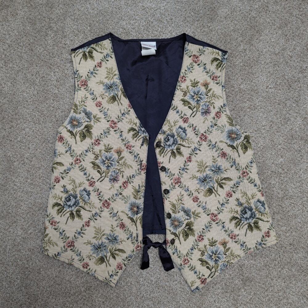 Vintage Bobbie Brookes Size Medium Floral Tapestry Vest